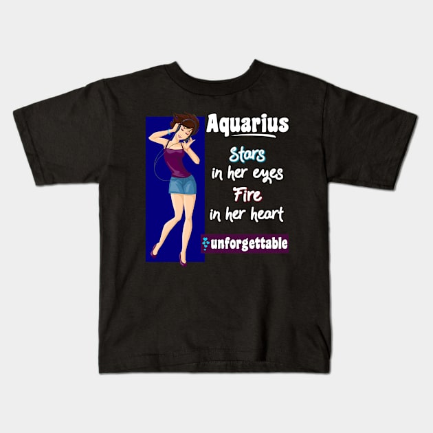 Aquarius Girl Kids T-Shirt by CeeGunn